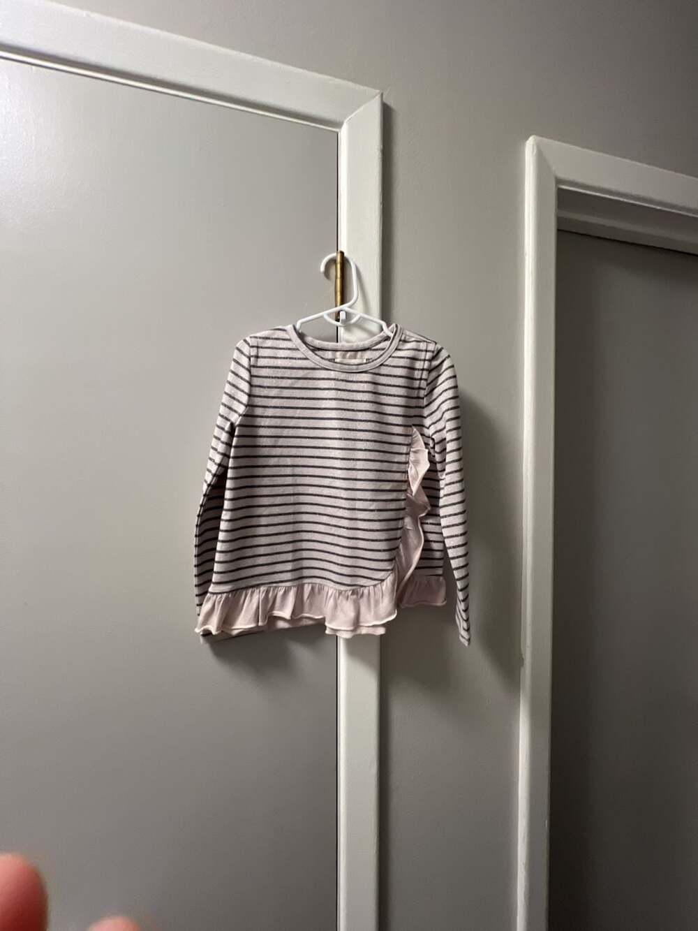 Tucker & Tate Girls Striped Ruffle Hem Long Sleeve Top